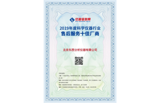 2019年度科学仪器行业--售后服务十佳厂商